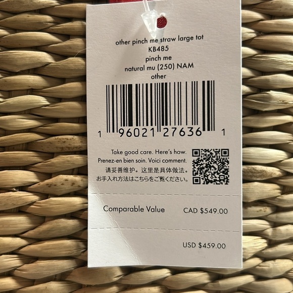 Kate Spade Red and Tan Straw Large Crab Tote, NWT - Picture 12 of 12